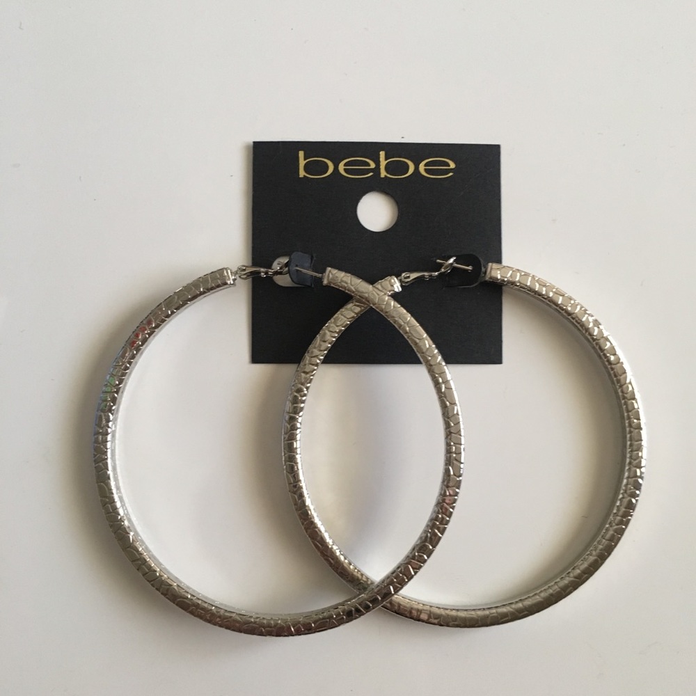 Bebe Textured Hoop Earrings